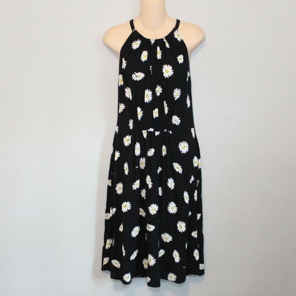 Kate Spade Daisy Print Halter Dress Black Yellow White Women's Size 10 H11549 - Picture 2 of 11